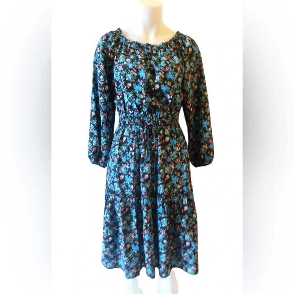 Club Monaco Blue Tie Front Sundress with Cowl Neck Final Sale - Picture 4 of 16